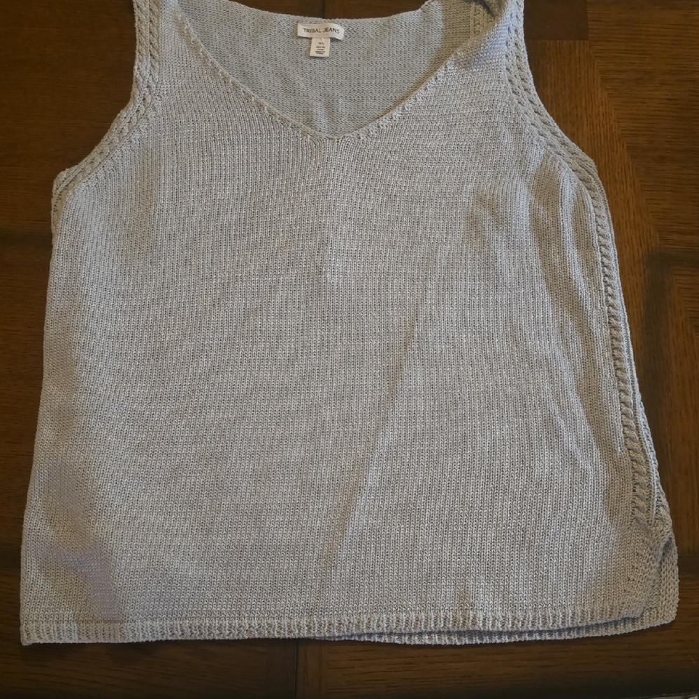 Stylish Women's V-Neck Knit Sweater Tank in Gray
